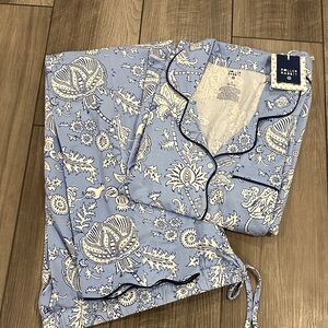 Roller Rabbit x Target Floral Vines Long Sleeve W/Pant NWT Blue & White Pajama